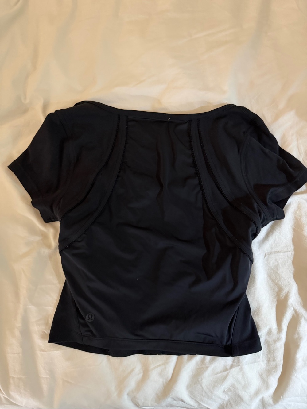 Lululemon Black Short Sleeve mesh Back Yoga Top